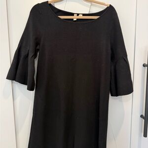 Anthropologie Black Midi Dress with Ruffle Sleeves